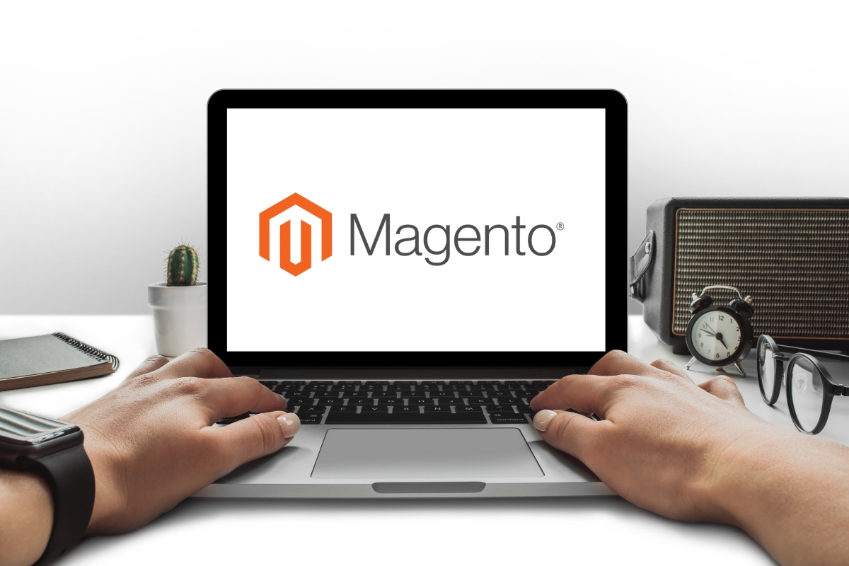 laptop with Magento on the screen